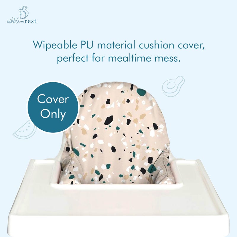 Nibble and Rest Highchair Cushion Cover for Inflatable Cushion, Compatible for IKEA Antilop Highchair,Accessories Stain-Proof and Wipeable Cover (Cushion NOT Included)(Earthyterrazzo) - Image 2